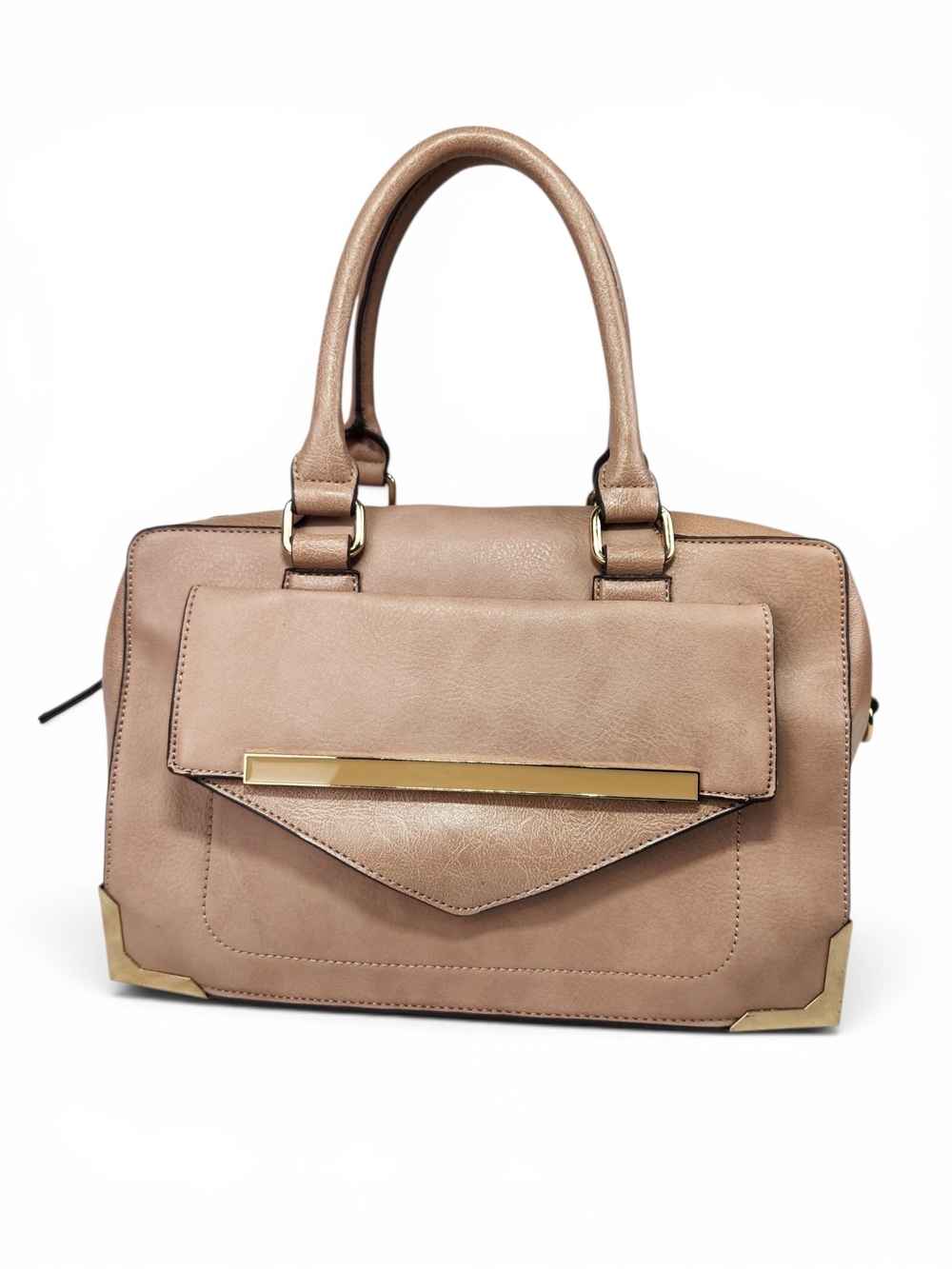 ALDO Taupe Top Handle Satchel Handbag Crossbody Shoulder Bag Gold Hardware Purse
